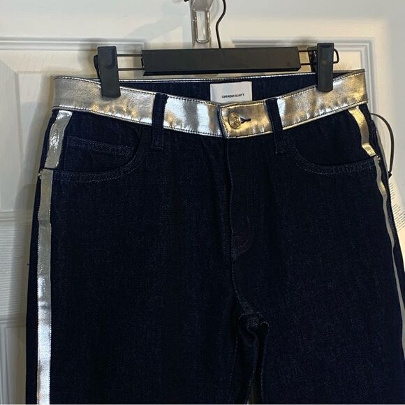 Current Elliot The Fling Silver Stripe Crop Denim Jeans Size 26 - Picture 6 of 12